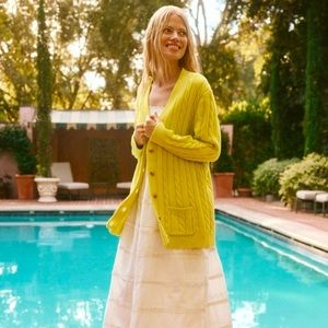 The Great Cable Grandpa Cardigan in Lime Zest Size 3 (Large) Retail $395